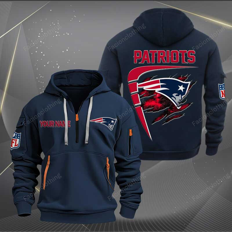 Sportswearmerch New England Patriots NFL Personalized Half Zip Hoodie For Fan