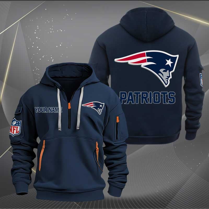 Sportswearmerch New England Patriots NFL Personalized Half Zip Hoodie For Fan