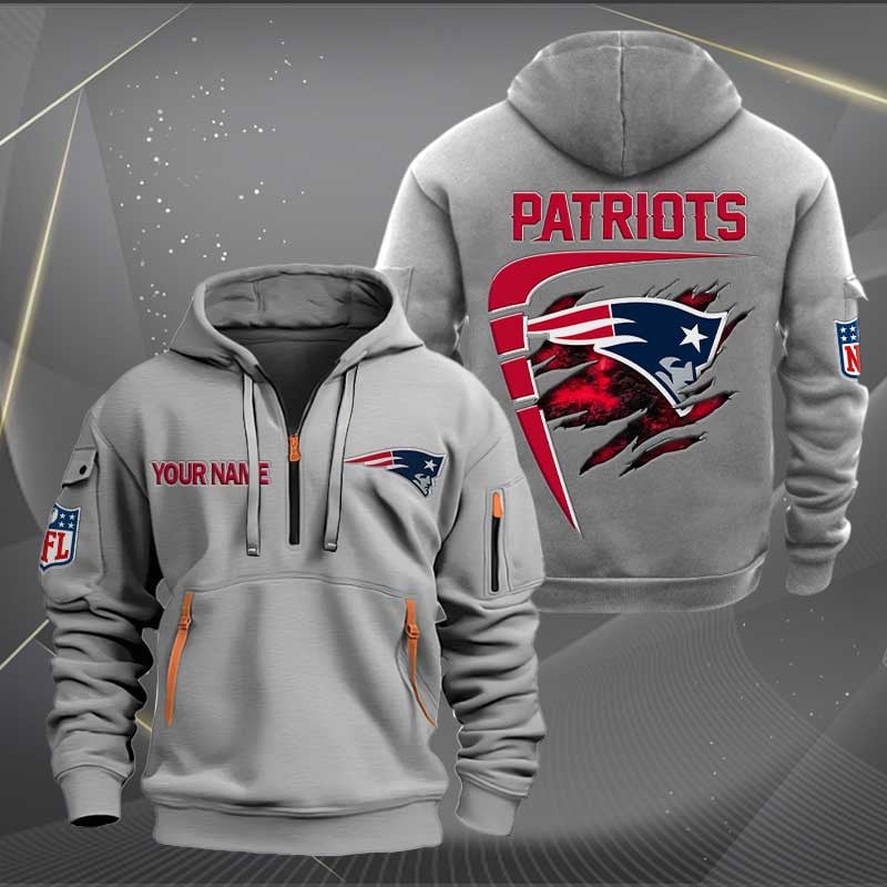 Sportswearmerch New England Patriots NFL Personalized Half Zip Hoodie For Fan