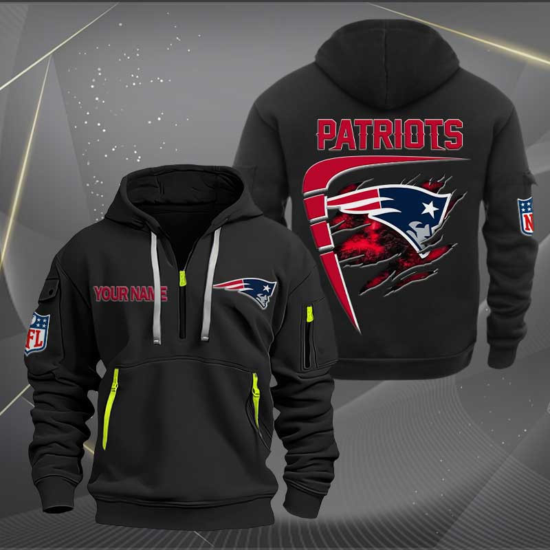 Sportswearmerch New England Patriots NFL Personalized Half Zip Hoodie For Fan