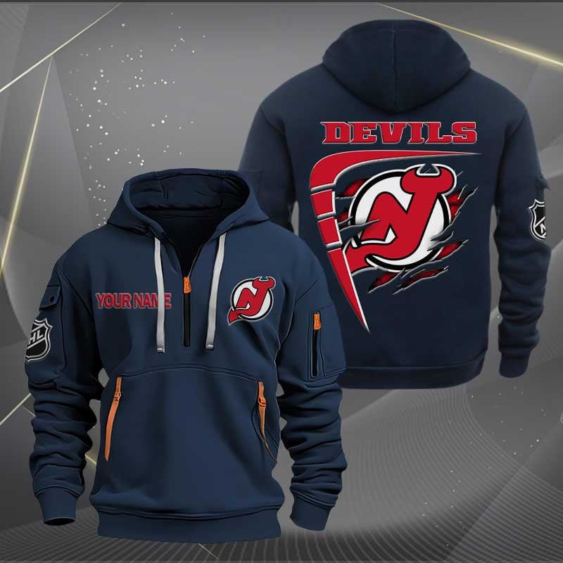 Sportswearmerch New Jersey Devils NHL Personalized Half Zip Hoodie For Fan