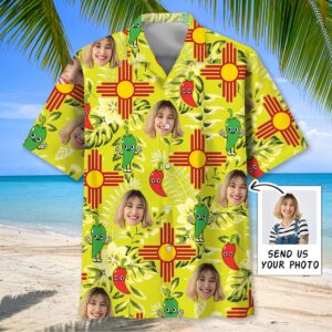 Sportswearmerch New Mexico Dancing Chilies Custom Face Hawaiian Shirt For Fan