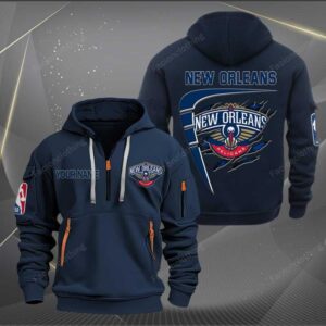 Sportswearmerch New Orleans Pelicans NBA Personalized Half Zip Hoodie For Fan