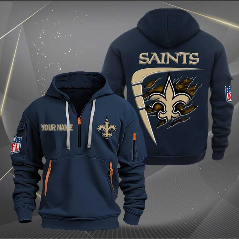 Sportswearmerch New Orleans Saints NFL Personalized Half Zip Hoodie For Fan