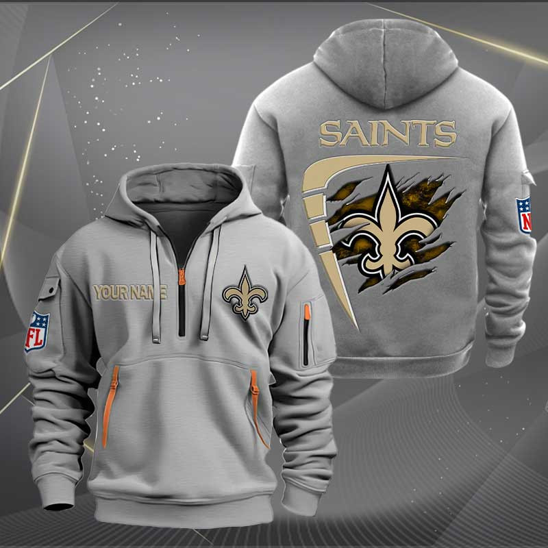 Sportswearmerch New Orleans Saints NFL Personalized Half Zip Hoodie For Fan