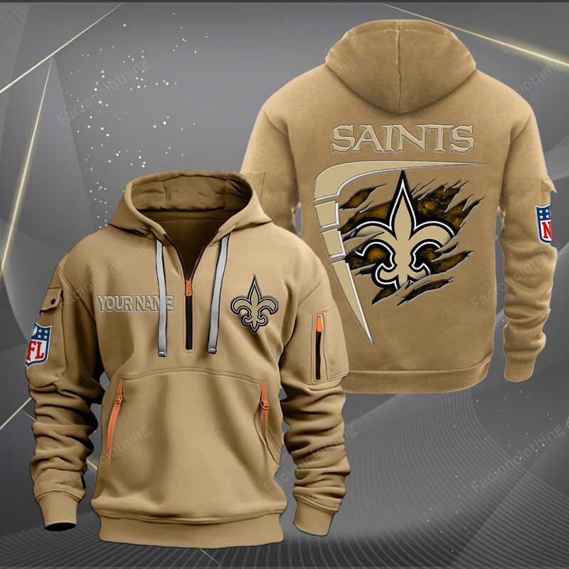 Sportswearmerch New Orleans Saints NFL Personalized Half Zip Hoodie For Fan