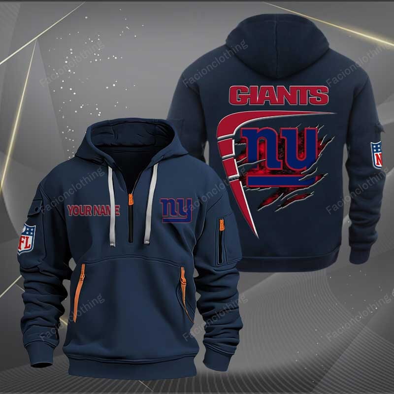 Sportswearmerch New York Giants NFL Personalized Half Zip Hoodie For Fan