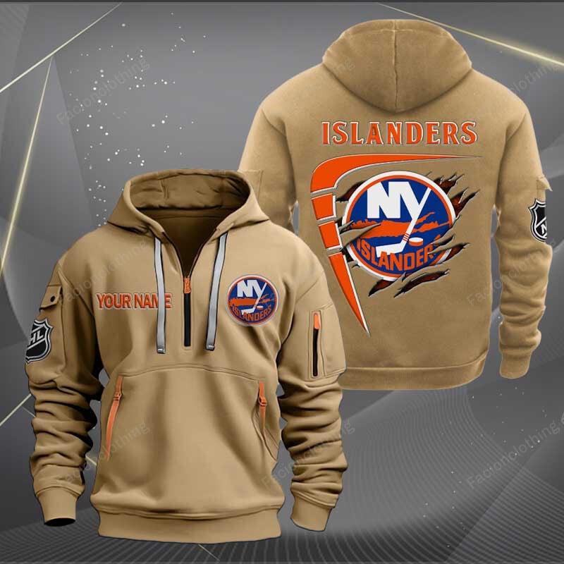 Sportswearmerch New York Islanders NHL Personalized Half Zip Hoodie For Fan