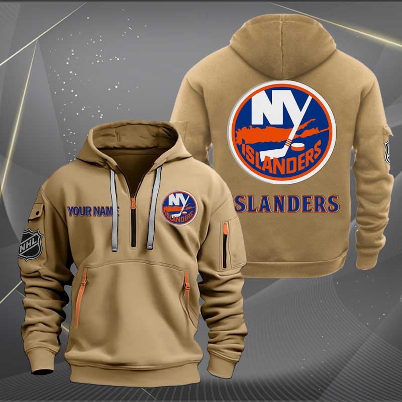 Sportswearmerch New York Islanders NHL Personalized Half Zip Hoodie For Fan