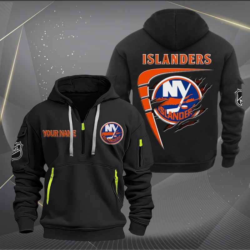 Sportswearmerch New York Islanders NHL Personalized Half Zip Hoodie For Fan
