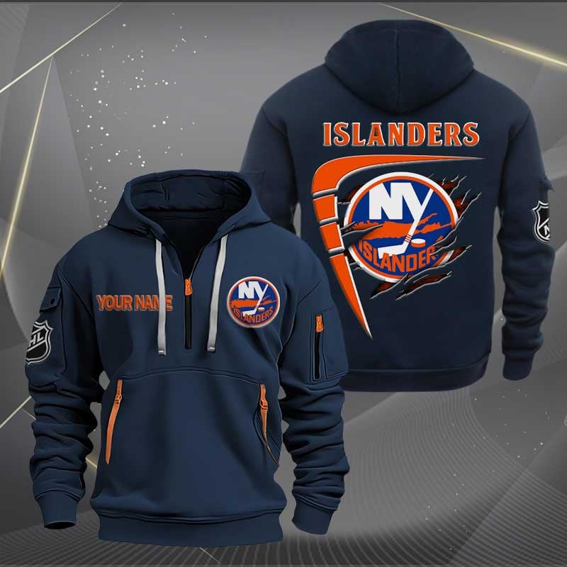 Sportswearmerch New York Islanders NHL Personalized Half Zip Hoodie For Fan