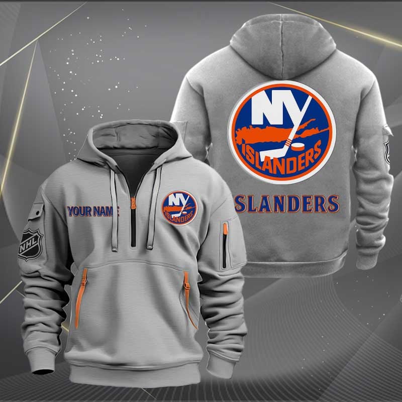 Sportswearmerch New York Islanders NHL Personalized Half Zip Hoodie For Fan