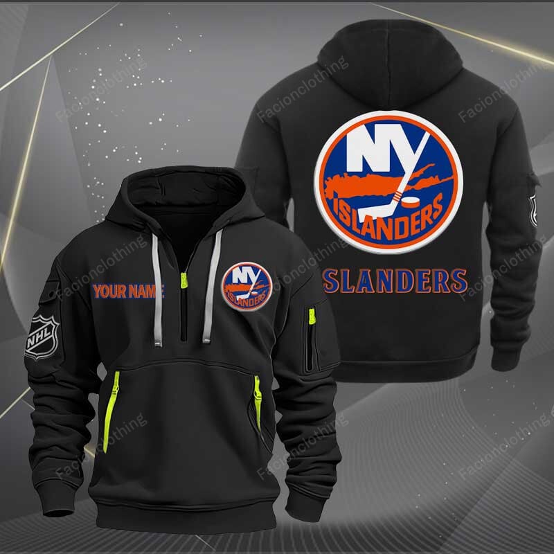 Sportswearmerch New York Islanders NHL Personalized Half Zip Hoodie For Fan