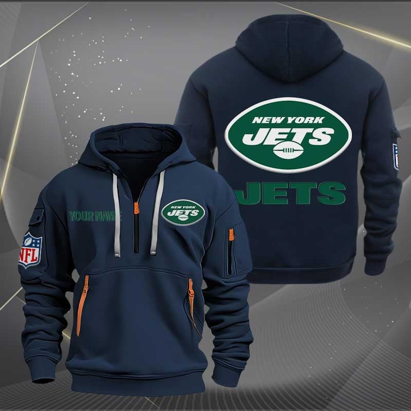 Sportswearmerch New York Jets NFL Half Zip Hoodie For Fan