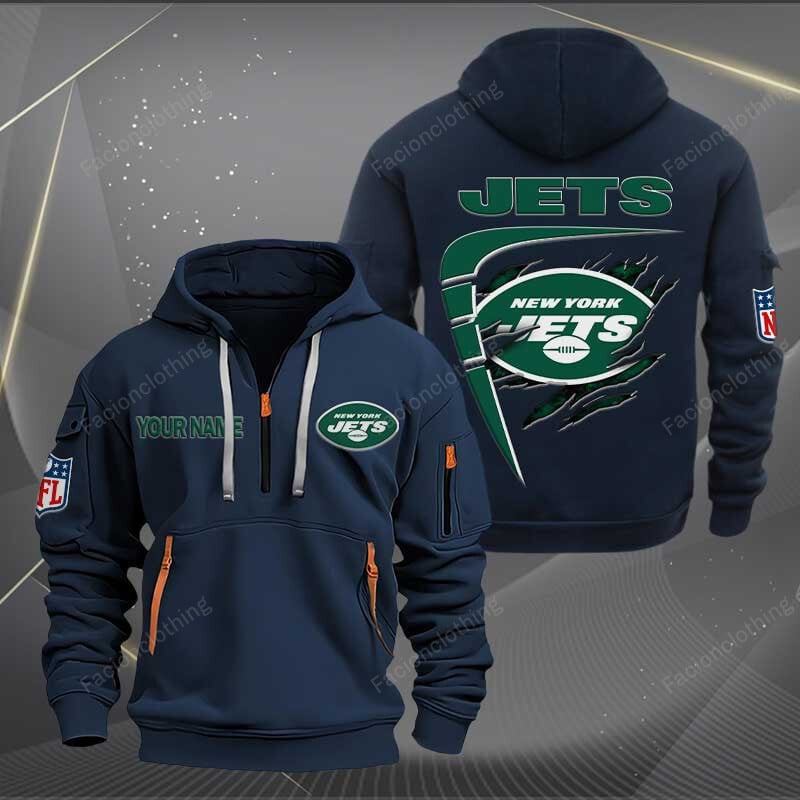 Sportswearmerch New York Jets NFL Personalized Half Zip Hoodie For Fan