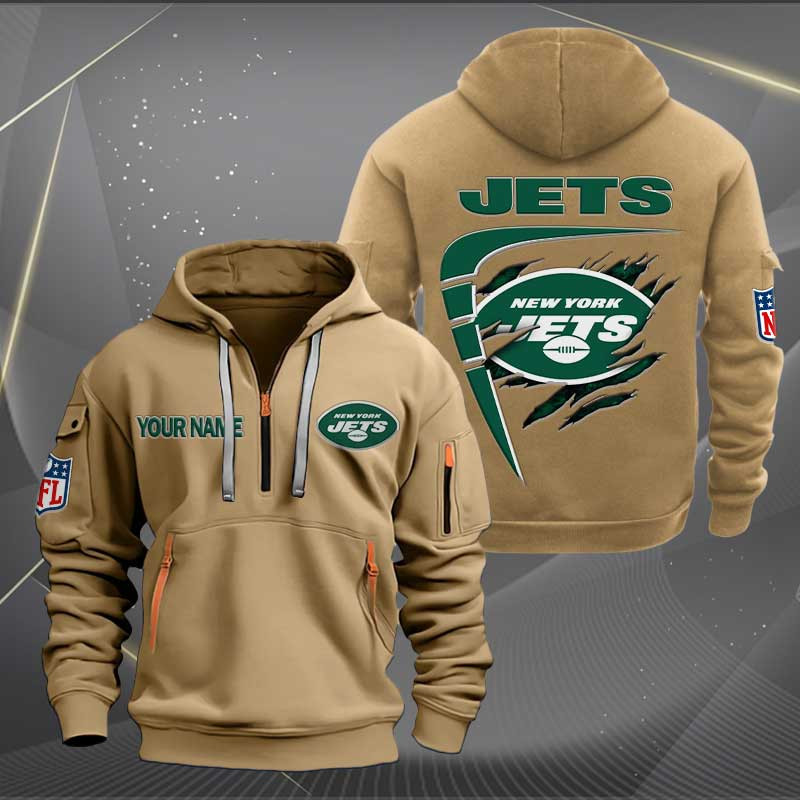 Sportswearmerch New York Jets NFL Personalized Half Zip Hoodie For Fan