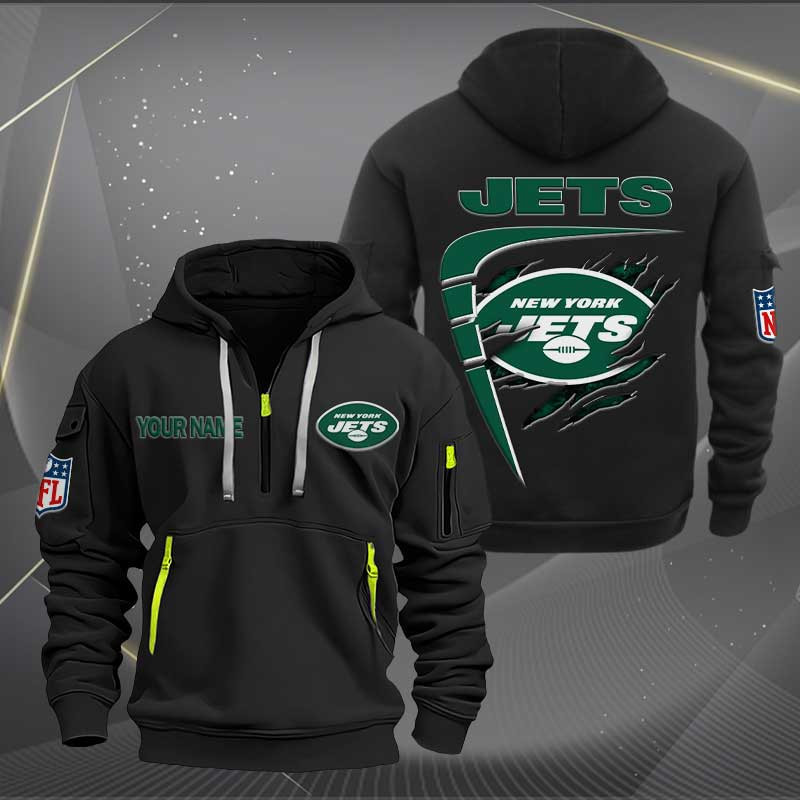 Sportswearmerch New York Jets NFL Personalized Half Zip Hoodie For Fan