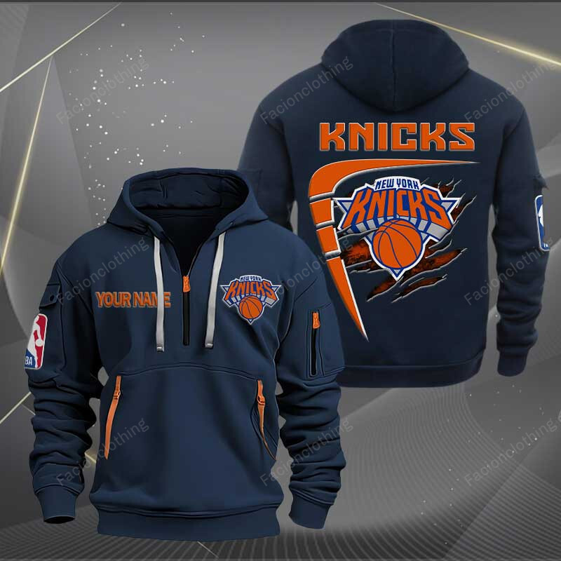 Sportswearmerch New York Knicks NBA Personalized Half Zip Hoodie For Fan