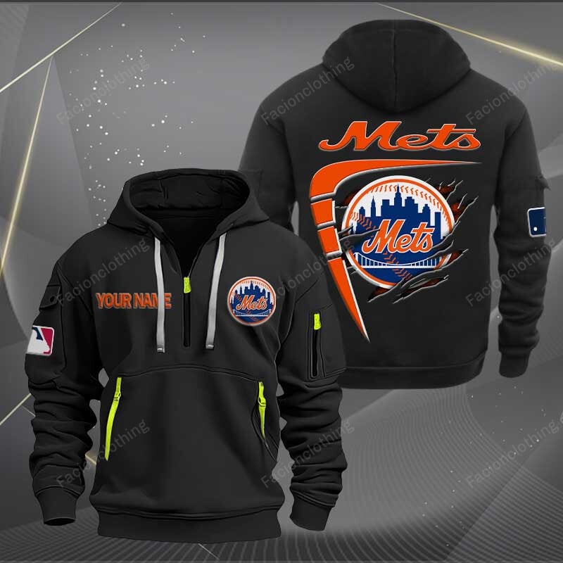 Sportswearmerch New York Mets MLB Personalized Half Zip Hoodie For Fan