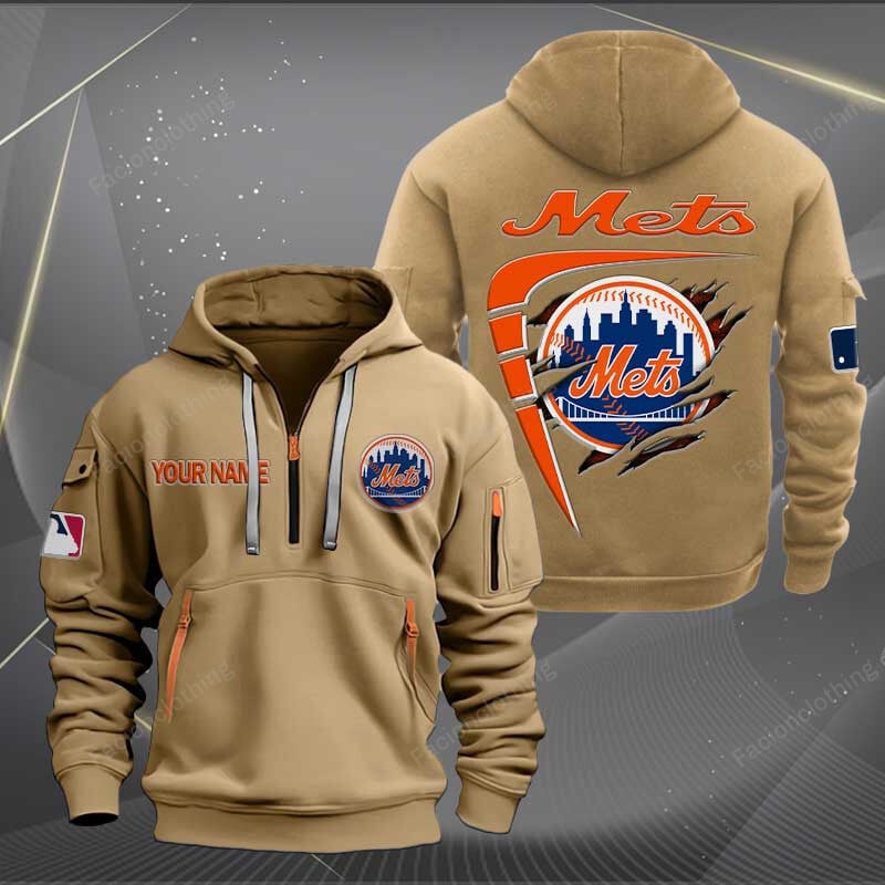 Sportswearmerch New York Mets MLB Personalized Half Zip Hoodie For Fan