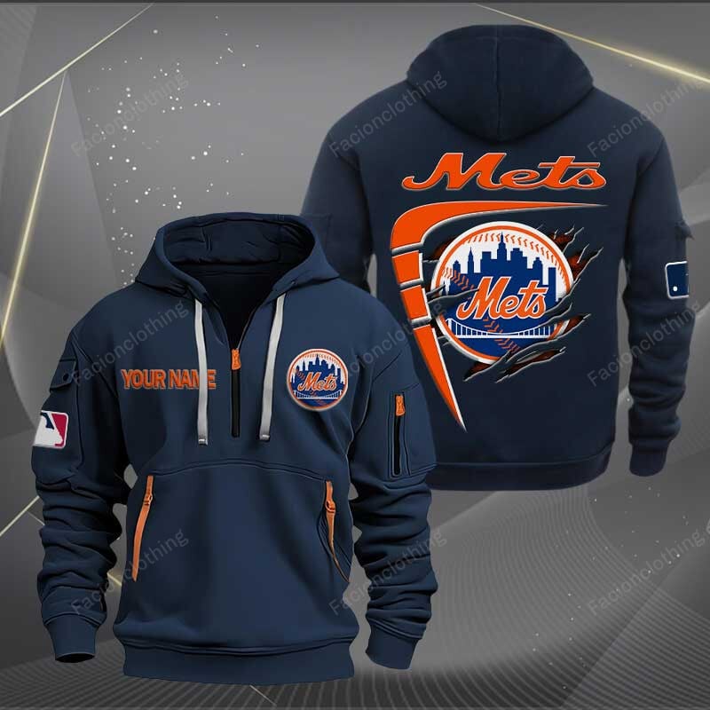 Sportswearmerch New York Mets MLB Personalized Half Zip Hoodie For Fan
