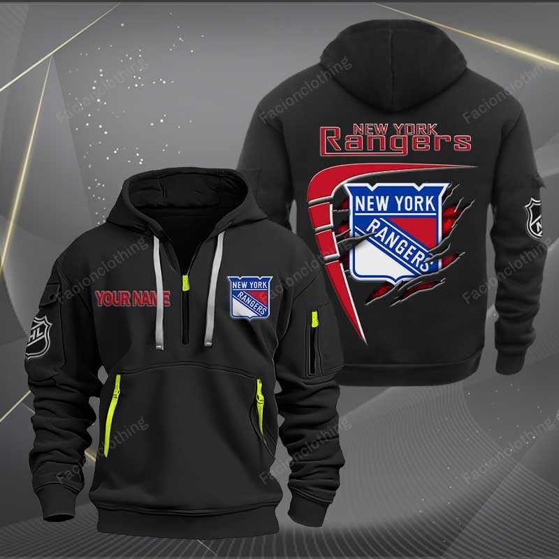 Sportswearmerch New York Rangers NHL Personalized Half Zip Hoodie For Fan