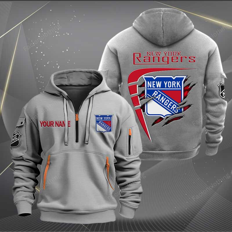 Sportswearmerch New York Rangers NHL Personalized Half Zip Hoodie For Fan