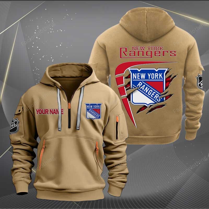 Sportswearmerch New York Rangers NHL Personalized Half Zip Hoodie For Fan
