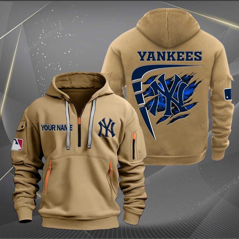 Sportswearmerch New York Yankees MLB Personalized Half Zip Hoodie For Fan