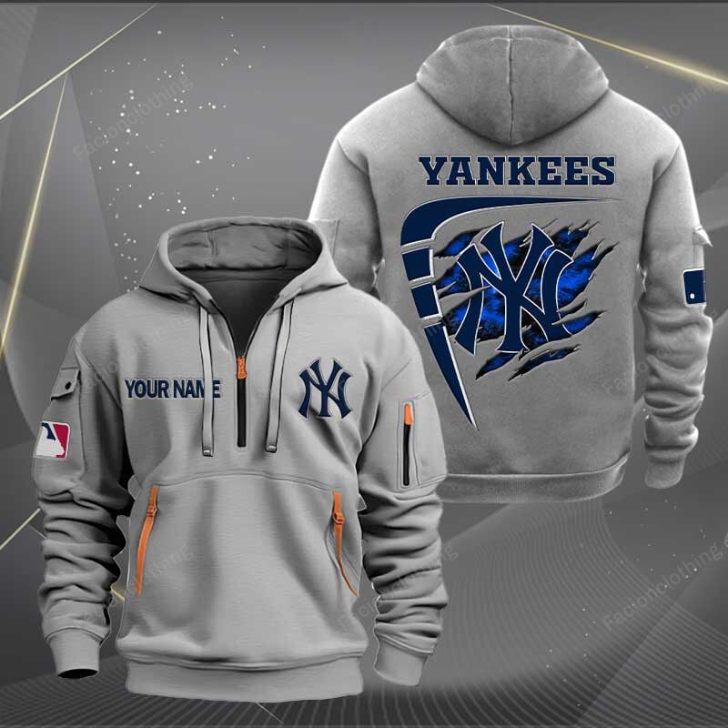 Sportswearmerch New York Yankees MLB Personalized Half Zip Hoodie For Fan