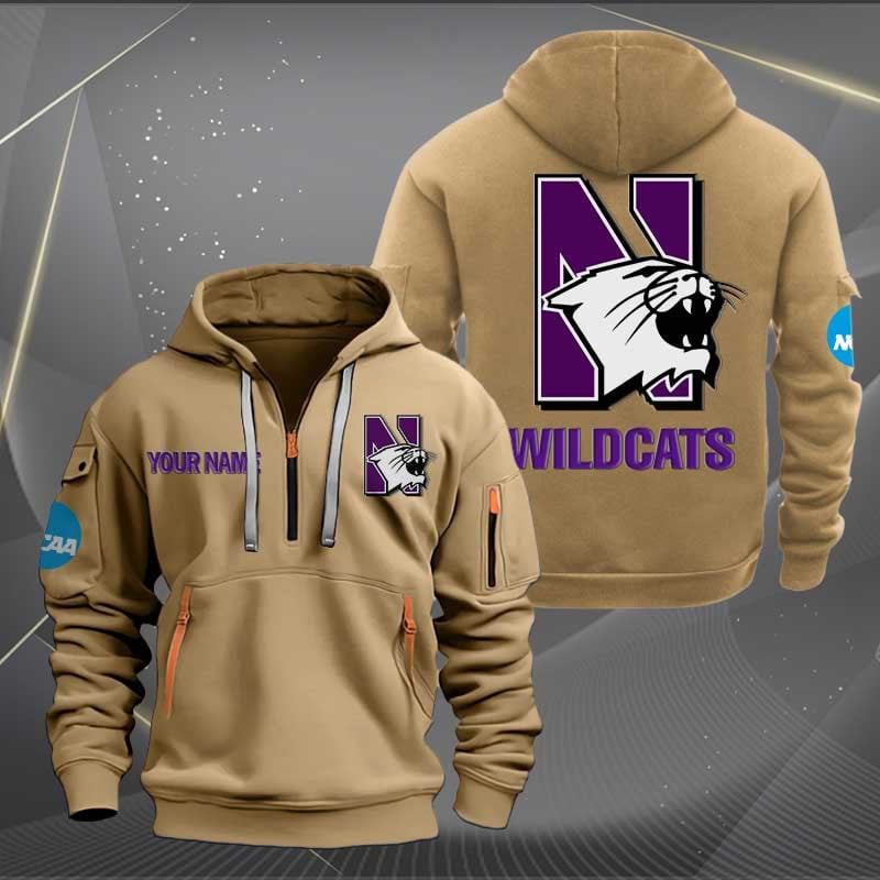 Sportswearmerch Northwestern Wildcats NCAA 2 Personalized Half Zip Hoodie For Fan