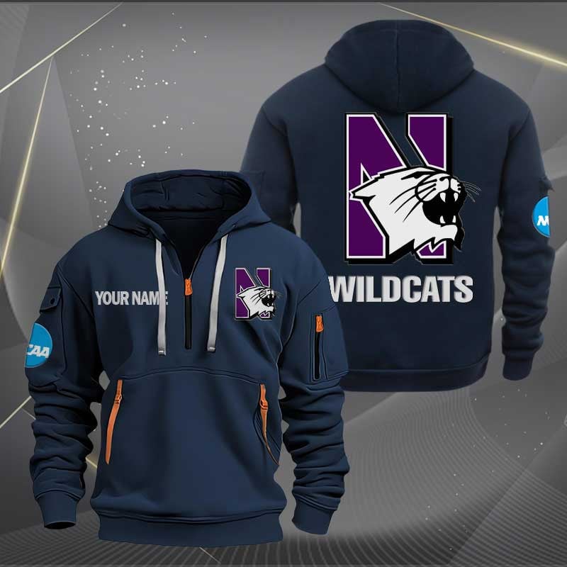 Sportswearmerch Northwestern Wildcats NCAA 2 Personalized Half Zip Hoodie For Fan