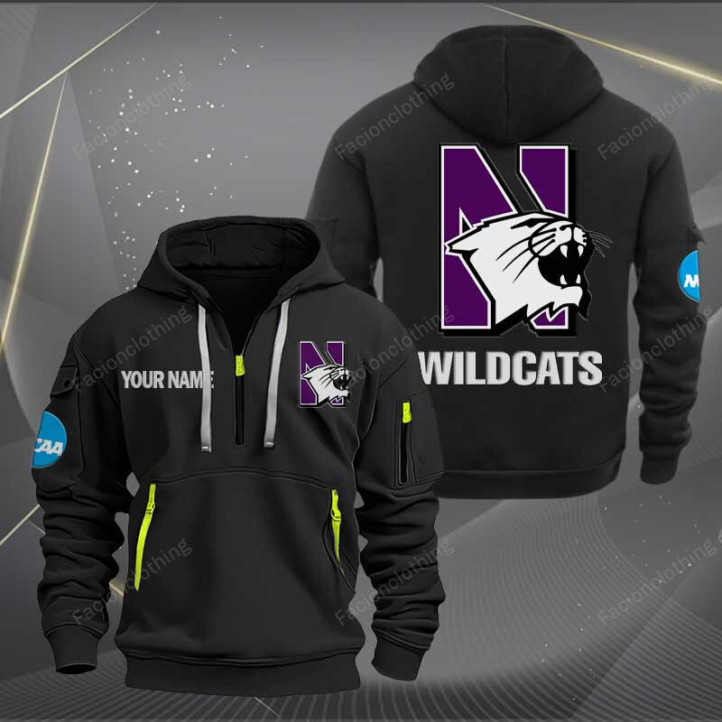 Sportswearmerch Northwestern Wildcats NCAA 2 Personalized Half Zip Hoodie For Fan