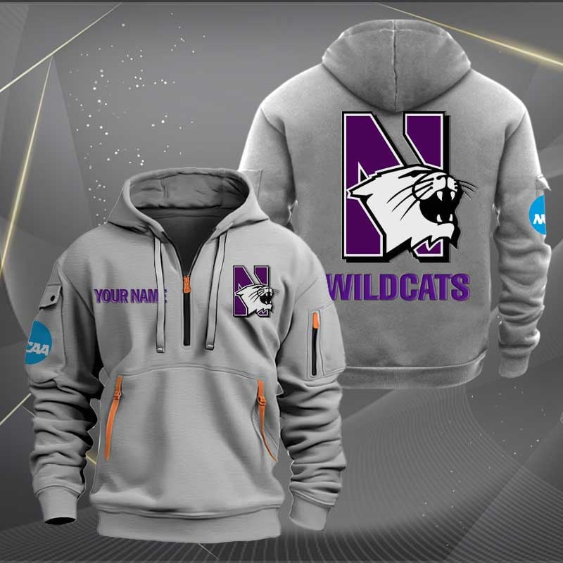 Sportswearmerch Northwestern Wildcats NCAA 2 Personalized Half Zip Hoodie For Fan