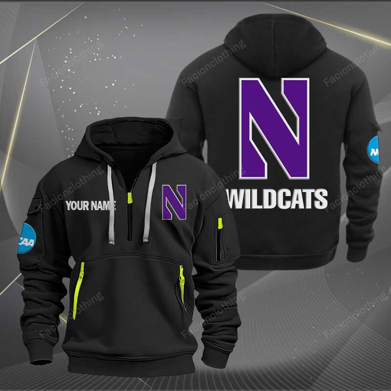 Sportswearmerch Northwestern Wildcats NCAA Personalized Half Zip Hoodie For Fan