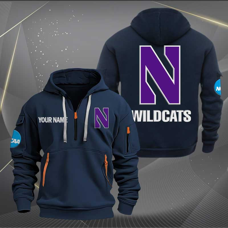 Sportswearmerch Northwestern Wildcats NCAA Personalized Half Zip Hoodie For Fan