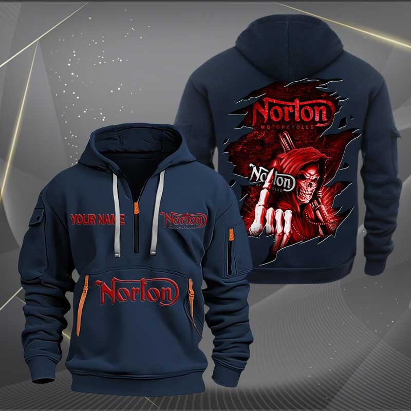 Sportswearmerch Norton Motorcycle Personalized Half Zip Hoodie For Fan