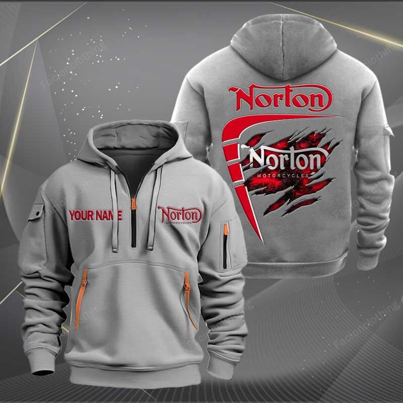 Sportswearmerch Norton Motorcycle Personalized Half Zip Hoodie For Fan