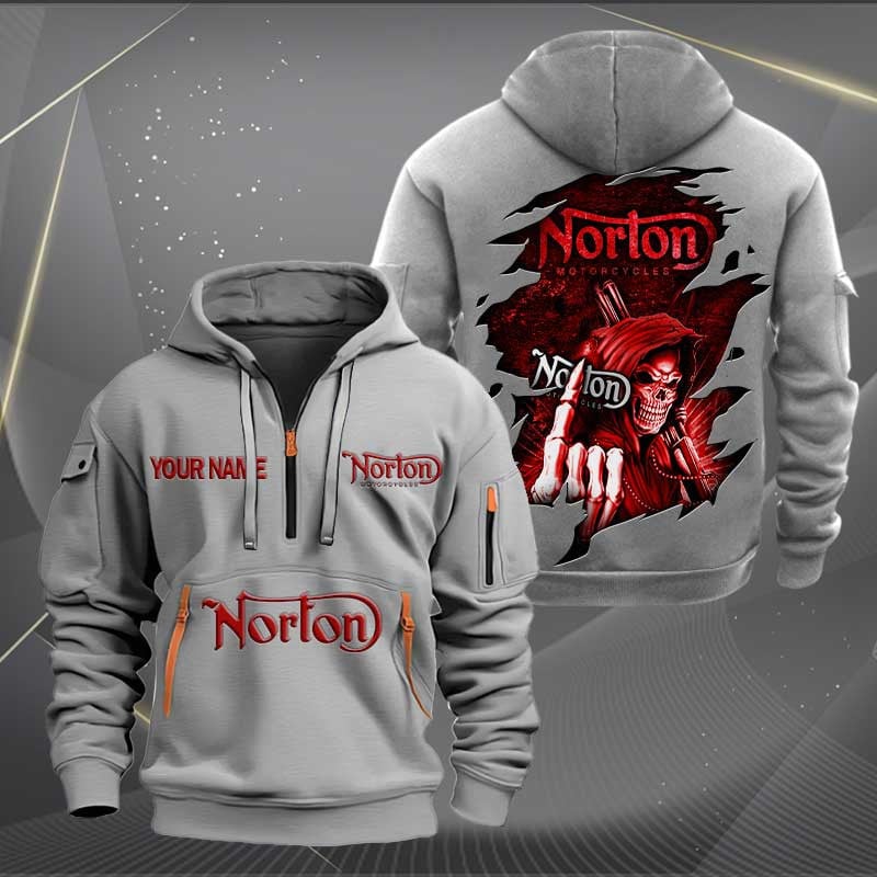Sportswearmerch Norton Motorcycle Personalized Half Zip Hoodie For Fan
