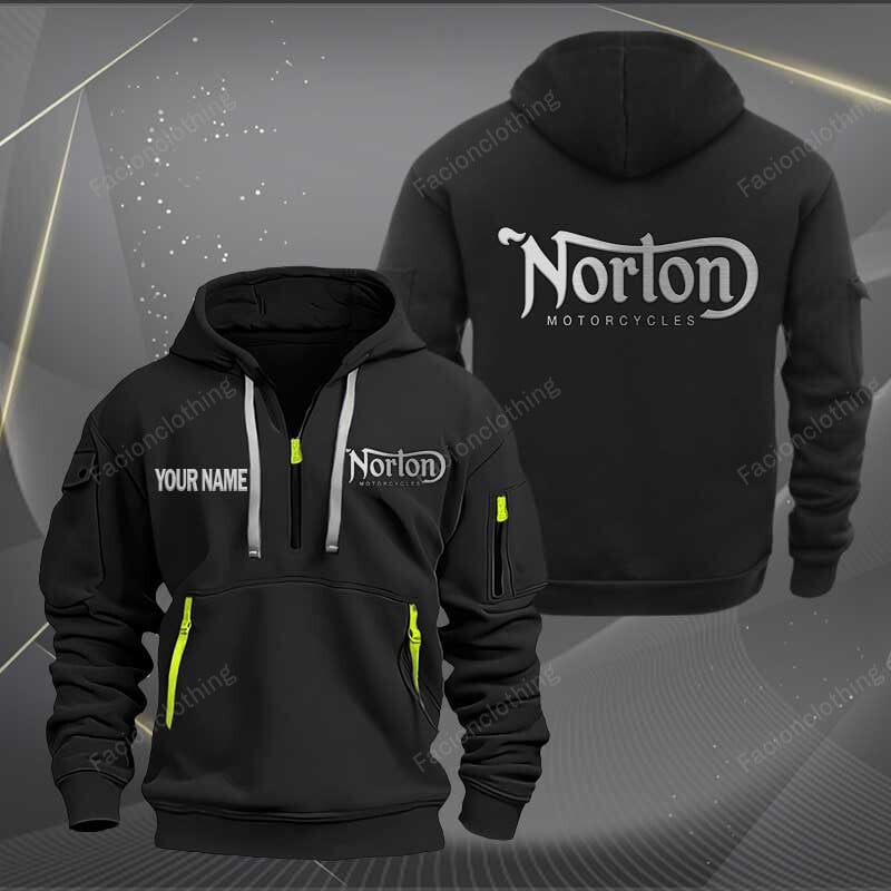 Sportswearmerch Norton Motorcycles Personalized Half Zip Hoodie For Fan