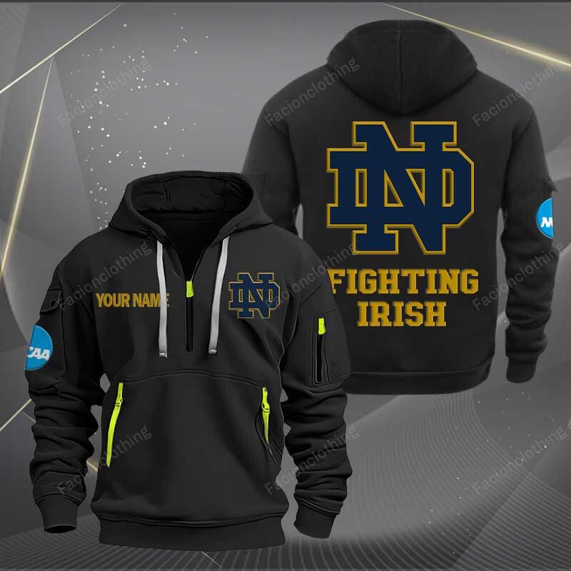 Sportswearmerch Notre Dame Fighting Irish NCAA Personalized Half Zip Hoodie For Fan