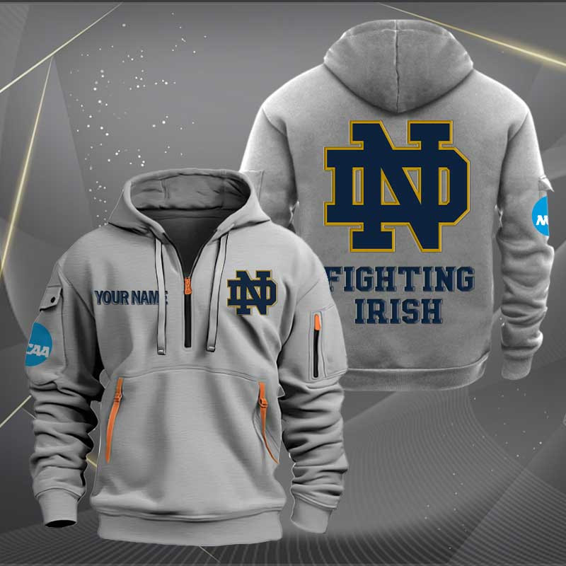 Sportswearmerch Notre Dame Fighting Irish NCAA Personalized Half Zip Hoodie For Fan