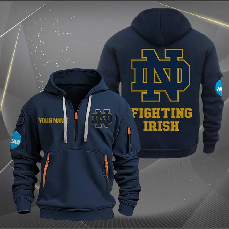 Sportswearmerch Notre Dame Fighting Irish NCAA Personalized Half Zip Hoodie For Fan