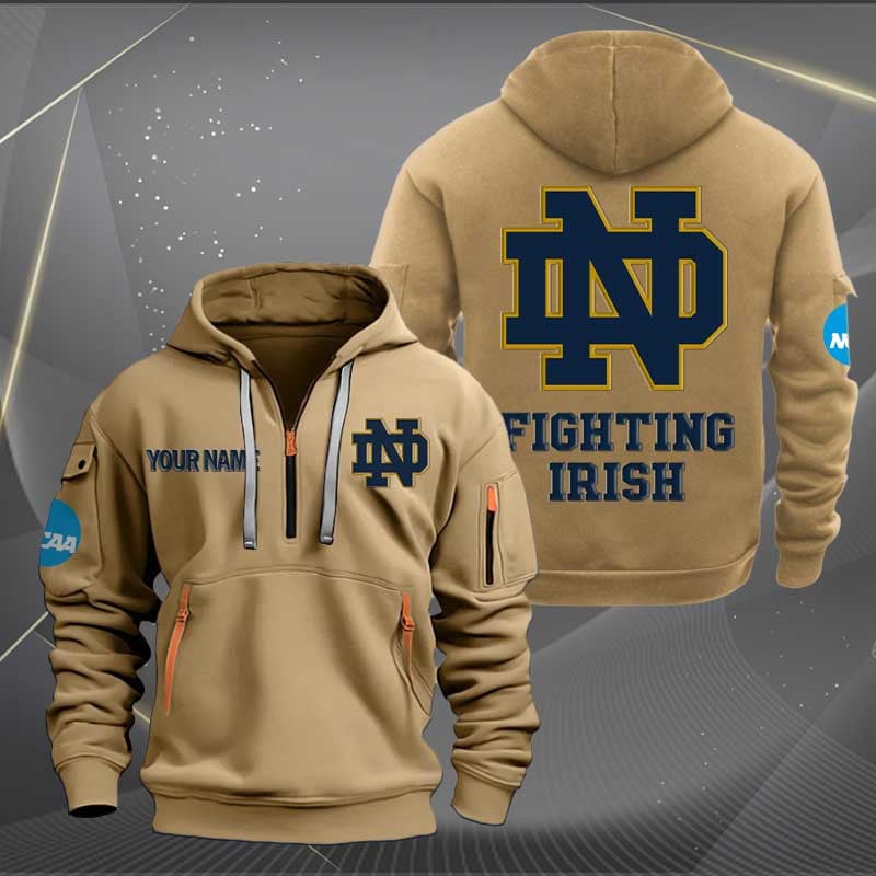 Sportswearmerch Notre Dame Fighting Irish NCAA Personalized Half Zip Hoodie For Fan
