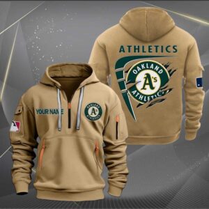 Sportswearmerch Oakland Athletics MLB Personalized Half Zip Hoodie For Fan