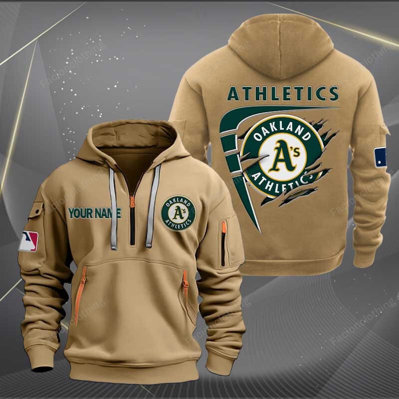 Sportswearmerch Oakland Athletics MLB Personalized Half Zip Hoodie For Fan