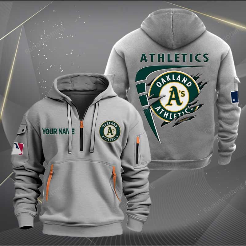 Sportswearmerch Oakland Athletics MLB Personalized Half Zip Hoodie For Fan