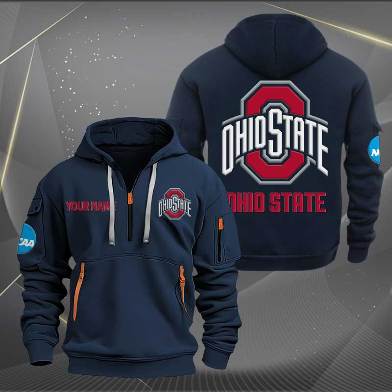 Sportswearmerch Ohio State Buckeyes NCAA Personalized Half Zip Hoodie For Fan