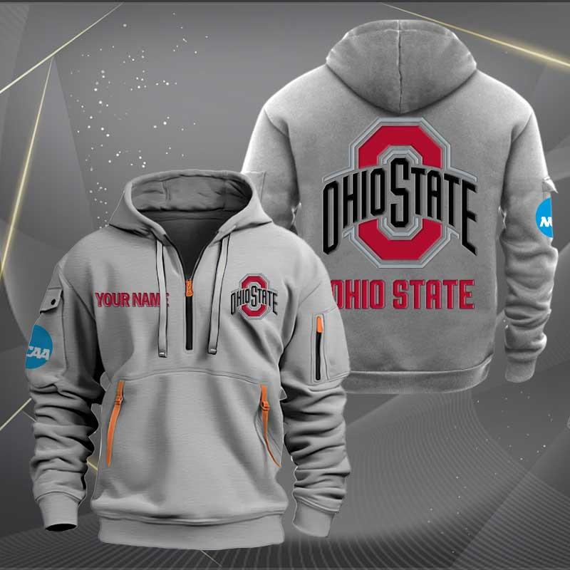 Sportswearmerch Ohio State Buckeyes NCAA Personalized Half Zip Hoodie For Fan