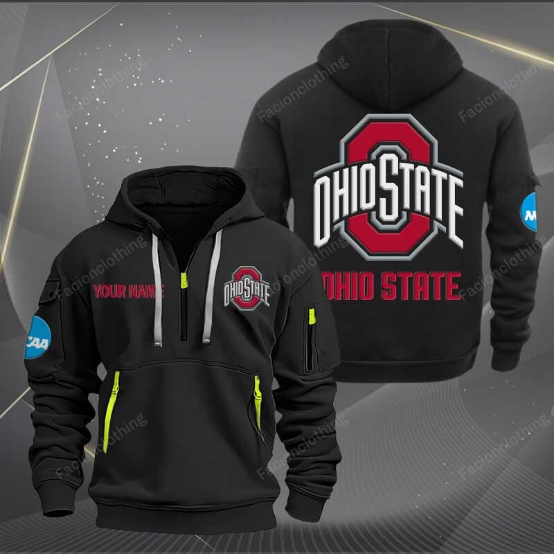 Sportswearmerch Ohio State Buckeyes NCAA Personalized Half Zip Hoodie For Fan